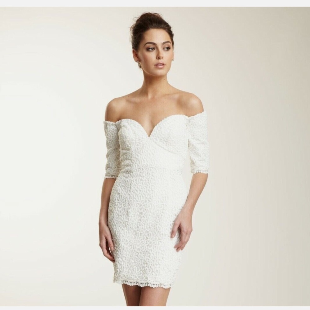 Vicky Tiel Off-Shoulder Sheath Dress